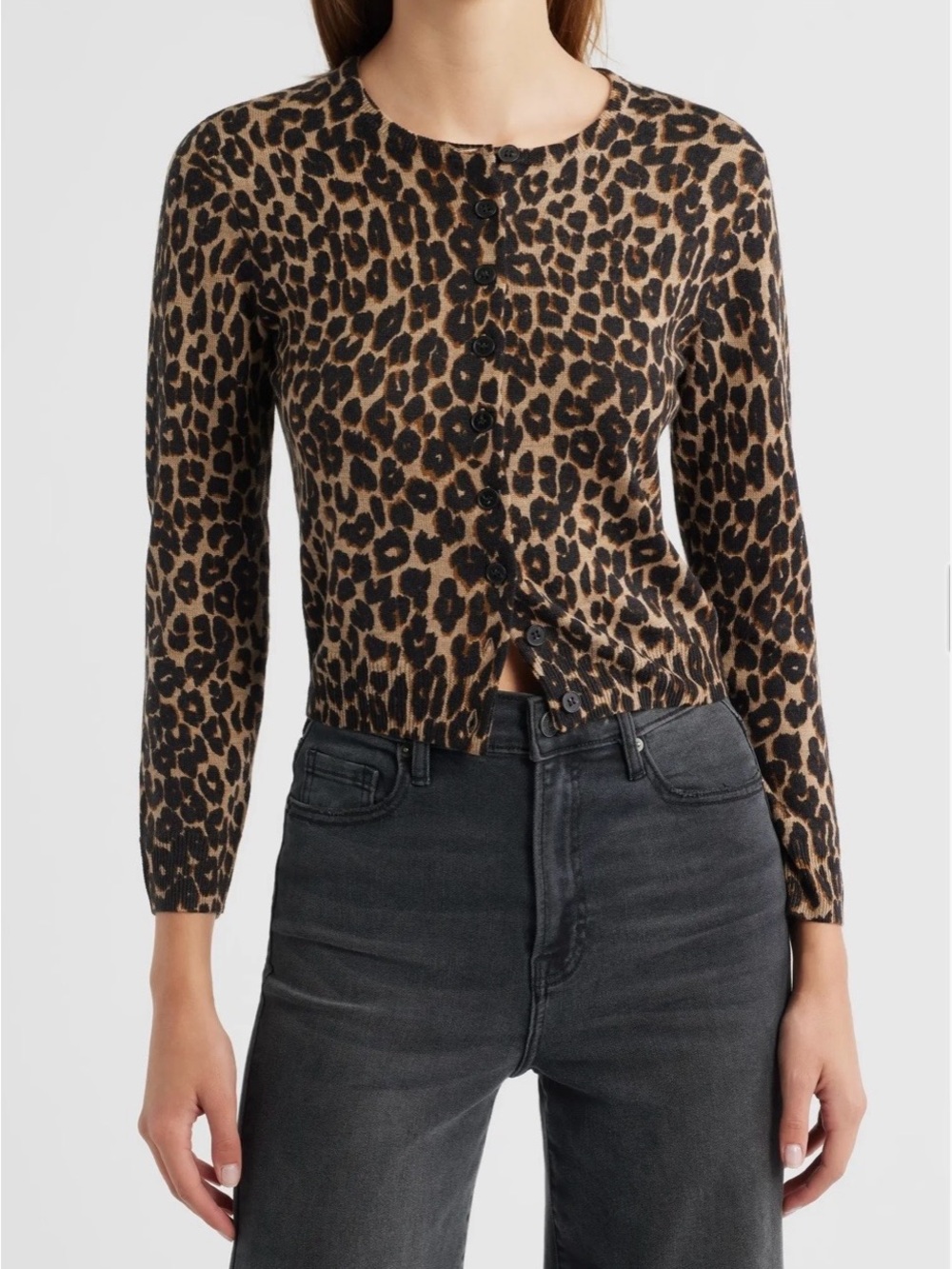 BNWOT Reformation Bernadette Leopard Print 100% Merino Wool Cardigan -  size L